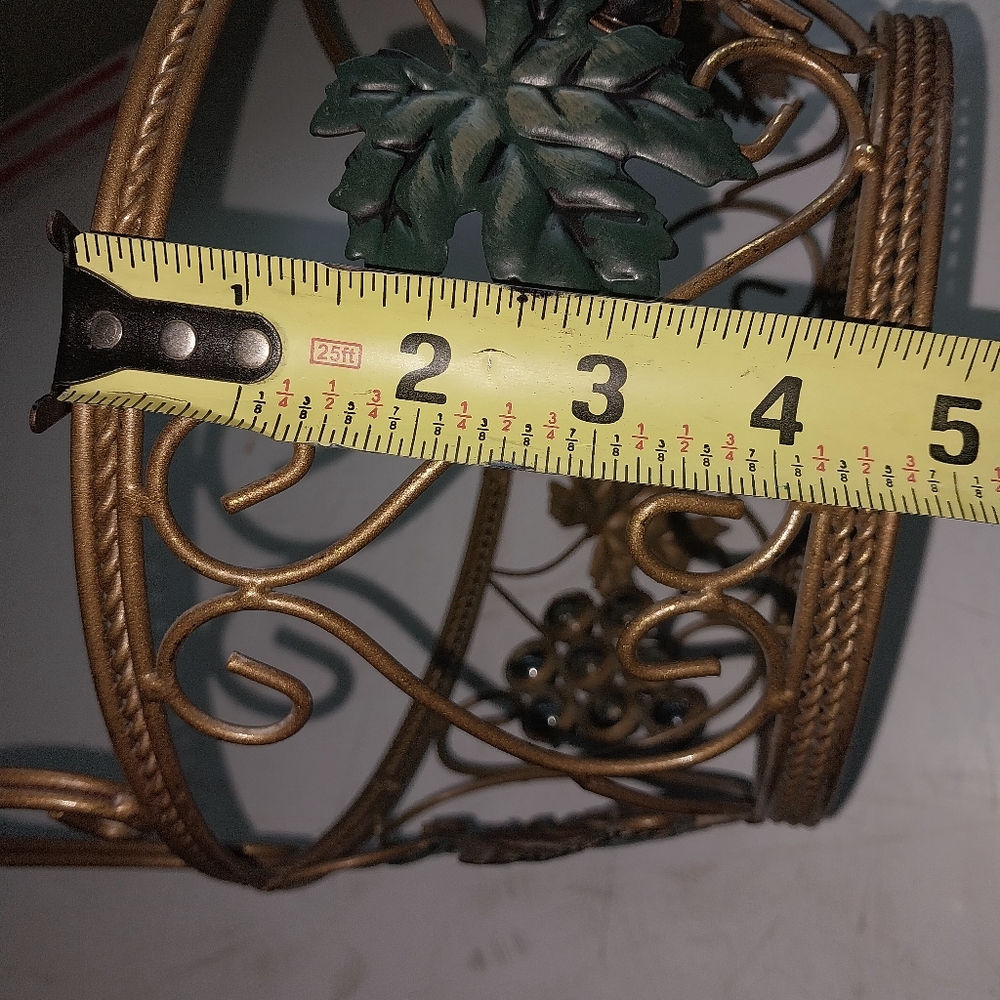 Metal Floral Scrollwork Accent Basket with Curved Handles